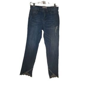 Luna Nora Raw Hem Med Wash Jeans size 6.